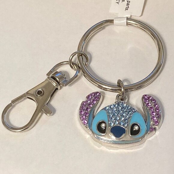Vintage Disney Rhinestone Stitch Keychain Zipper Pull Purse Bag Charm Aulani - Picture 2 of 10